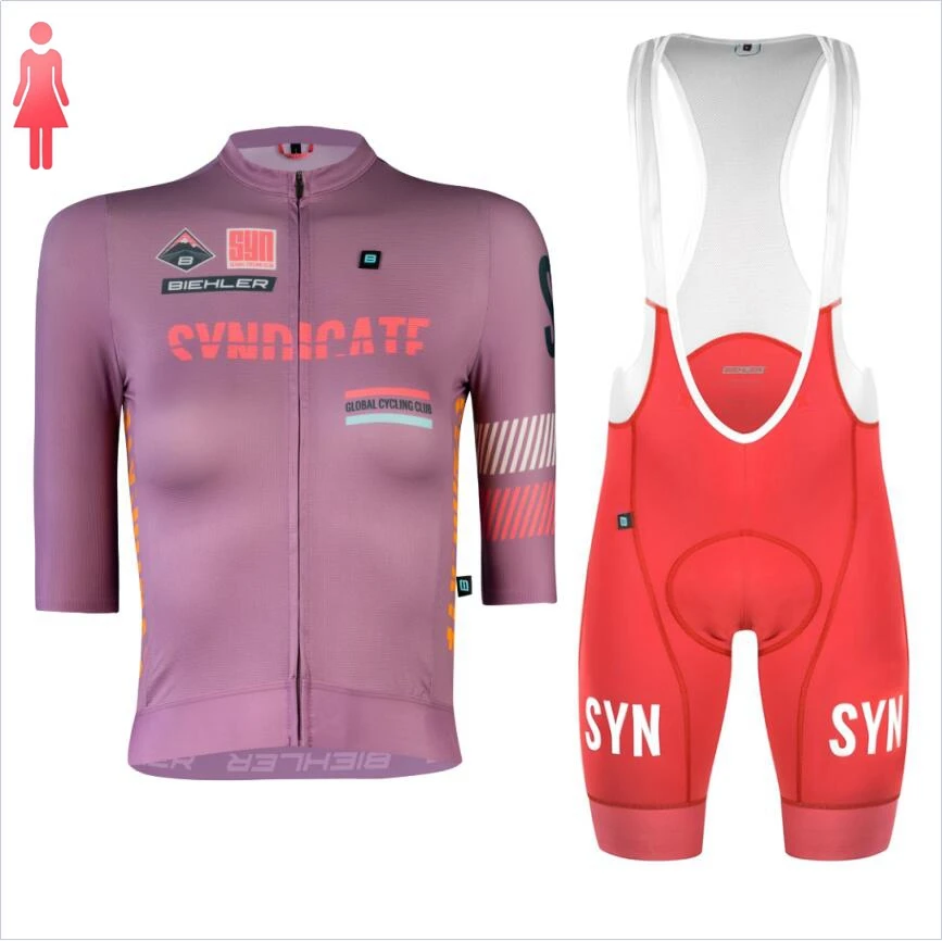 SYN 보라색 반팔 저지와 레드 빕 반바지 슬림핏 레이 - Cycling Gear For Sale 리뷰 및 가격
