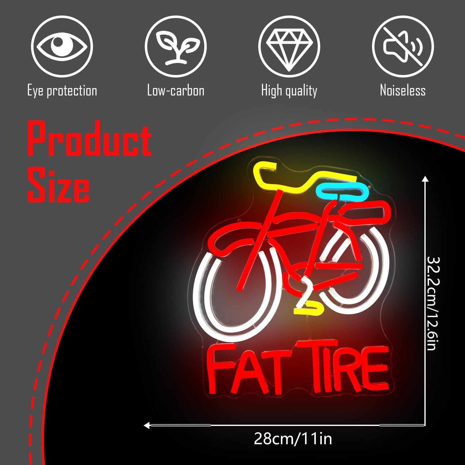 팻 타이어 자전거 LED 네온사인 USB 디밍 가능 벽 - Cycling Gear Shop 리뷰 및 가격