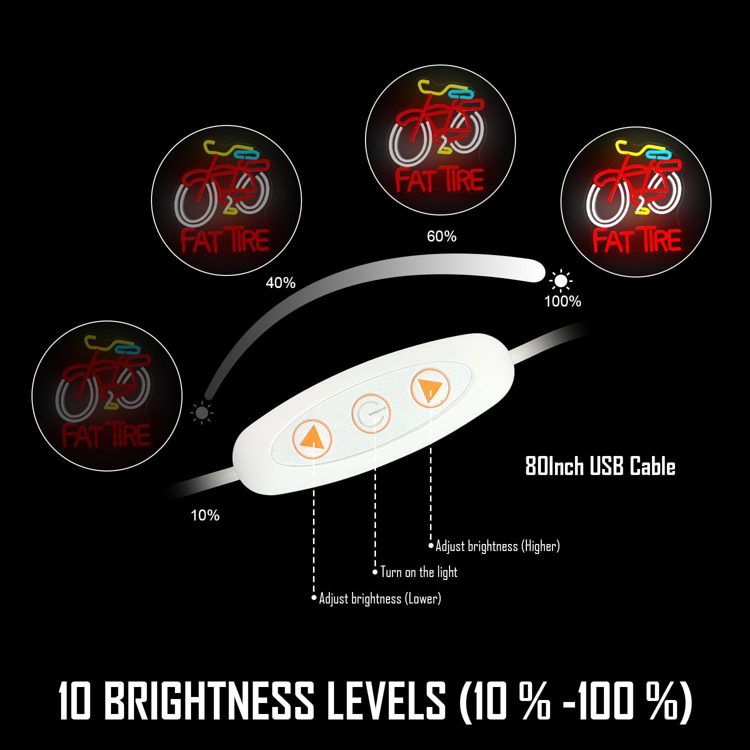 팻 타이어 자전거 LED 네온사인 USB 디밍 가능 벽 - Cycling Gear Shop 리뷰 및 가격